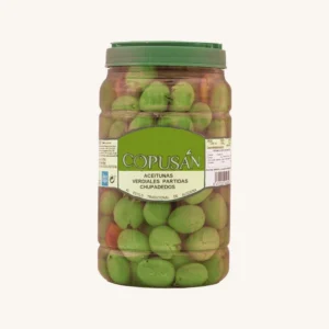 Copusan Chupadedos gespleten groene olijven (Aceitunas Partidas Chupadedos), uit Malaga, pot 1,25 kg