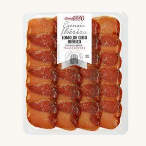 Lomo (gezouten lendestuk) Ibérico (50%) de cebo, voorgesneden in dunne plakjes