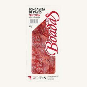 Longaniza de Payés (rustiek), uit Catalonië, voorgesneden