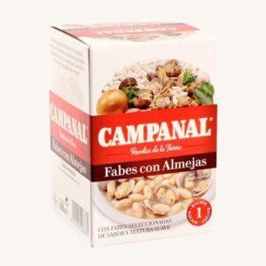Fabes con almejas (Bonen met venusschelpen), traditioneel recept, 1 portie kant-en-klaarmaaltijd