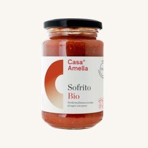 Biologische sofrito (licht gebakken) tomatensaus uit Catalonië, klein potje