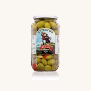 Partida de la Abuela gekruide gespleten groene olijven, van Antequera - Malaga, pot