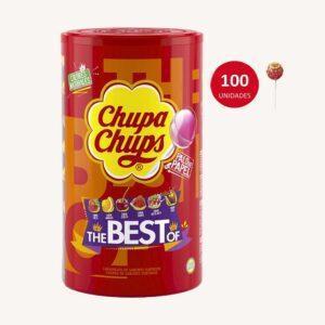 Snoepblik met de beste Chupa Chups lolly's, uit Barcelona, 100 stuks