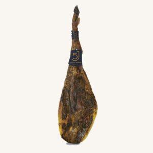 Eikelgevoerde 100% Ibérico ham (Jamón), zwart label - Pata negra, uit Jabugo - Huelva, 6 - 7 kg