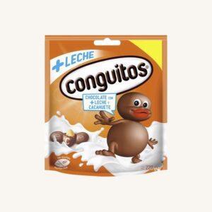Conguitos Leche, met melkchocolade bedekte pinda's (cacahuetes recubiertos de chocolade con leche), middelgrote zak