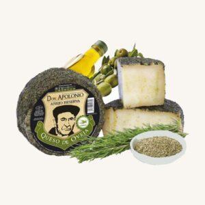 Don Apolonio Manchego Añejo-Reserva, gerijpte kaas in olijfolie en rozemarijn, 12 maanden gerijpt, hele kaas.