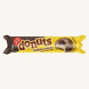 Koekjes gevuld met donutcrème en cacaotopping, schaal met 9 stuks
