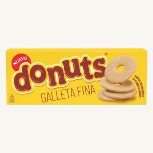 Dunne koekjes met donutcrème topping, schaal met 150 g