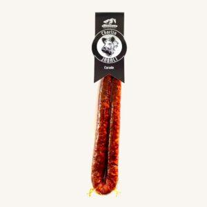 Gerookte chorizo van wild zwijn (jabalí), gerookt met eikenhout, uit Asturië, stuk