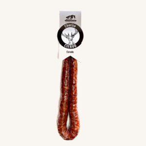 Gedroogde hertenchorizo (ciervo), gerookt in eikenhout, uit Asturië, stuk