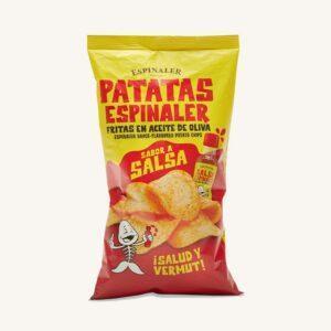 Aardappelchips met saussmaak, gefrituurd in olijfolie, uit Barcelona, zak