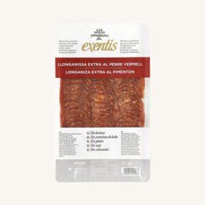 Longaniza extra al pimentón (met paprika, chorizo-stijl), uit Catalonië, voorgesneden