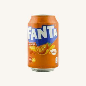 Fanta Naranja frisdrank met 5% sinaasappelsap, caloriearm, in blik