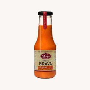 Salsa Brava, origineel recept, speciale medium-pittige saus voor tapas, uit Catalonië, fles