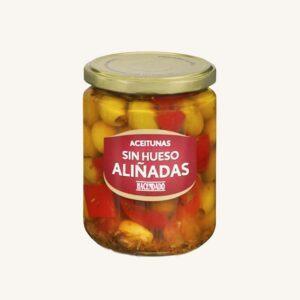 Hacendado Aceitunas sin hueso aliñadas (gekruide olijven zonder pit), manzanilla fina-variëteit, pot