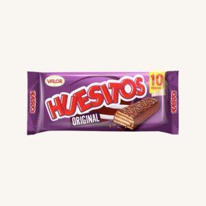 Originele Huesitos krokante wafelsticks met melkchocolade en cacaovulling, verpakking met 10 stuks