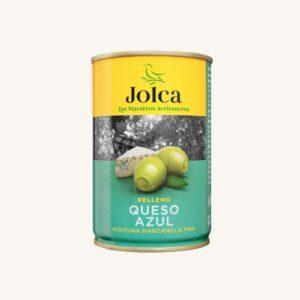 Groene manzanilla fina olijven gevuld met blauwe kaas (queso azul), uit Sevilla, blik