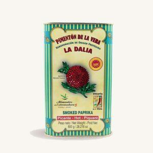 La Dalia Pimentón de la Vera Picante (warm gerookte paprika), DOP, uit Extremadura, extra groot blik