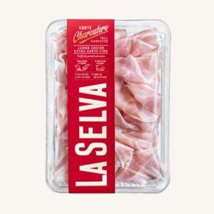 Gekookte ham "al corte" (charcuteriegesneden), extra kwaliteit 50% Duroc, uit Girona, voorgesneden.