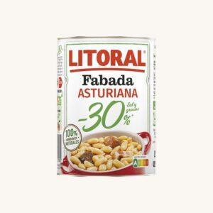 Fabada Asturiana (bonen- en worststoofpot), met 30% minder vet en zout, gekookt gerecht, blik