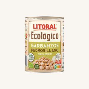 Biologische Pedrosillano kikkererwten met sofrito (gebakken tomaat met groenten), kant-en-klaarmaaltijd, blik