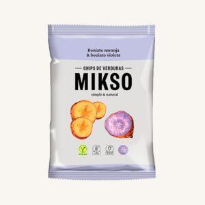 Groentechips met oranje en paarse zoete aardappel, uit Girona, zak