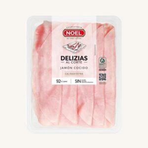 Delizias gekookte ham "al corte" (charcuteriegesneden), extra kwaliteit, uit Girona, voorgesneden.