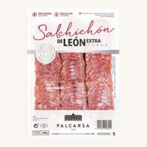 Salchichón uit León, extra, gerookt, voorgesneden.