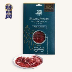 Handgesneden eikelgevoerde 100% Ibérico ham (Jamón) Pata Negra - zwart label - uit Jabugo