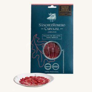 Handgesneden eikelgevoerde 100% Ibérico schouderham (Paleta) Pata Negra - black label, van Jabugo