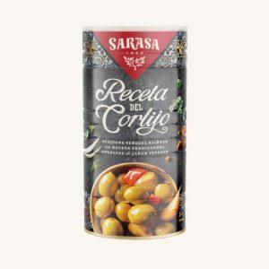 Groene olijven zonder pit met Andalusische kruidenmix "La Receta del Cortijo", grote blik