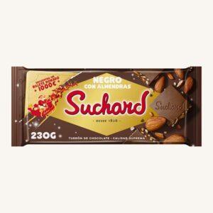 Suchard Nougat van pure chocolade met amandelen en gepofte rijst (Turrón de Chocolate Negro con almendras), tablet