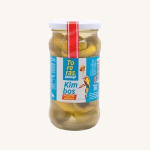 Chilipeper gevulde Gordal-olijven (aceitunas godal con guindilla), pikant, pot