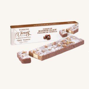 Torrons Vicens Artisan Marron Glacé Nougat (turrón / torró) met vanillepraline, kistje