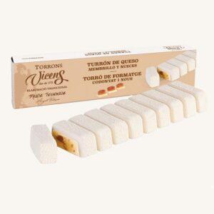 Torrons Vicens Nougat met kaas, kweepeer en noten (turrón / torró Turrón de queso, membrillo y nueces), kistje