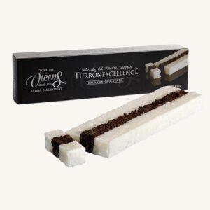 Torrons Vicens Kokosnoot met Chocolade-nougat (turrón / torró de Coco con Chocolate), Excellence-lijn, kistje
