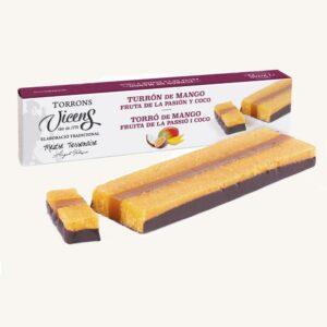 Torrons Vicens Mango, Passievrucht en Kokos Nougat (turrón / torró de mango, fruta de la pasión y coco), kistje
