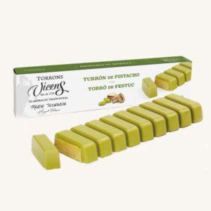 Torrons Vicens Pistachenougat (turrón / torró de pistache), kistje