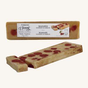 Torrons Vicens ambachtelijke marsepeinen nougat met Kirsch-kersen (turrón / torró de mazapán con cerezas al Kirsch), bar