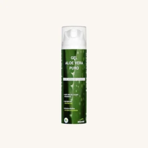 Pure aloë vera-gel, afkomstig van biologische teelt op de Canarische Eilanden, in een flesje.